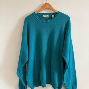 St. John's Bay Vintage Men's Turquoise Crewneck Sweater, Size L, Offers Welcome